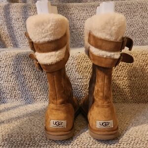 UGG Tan Shearling Buckle Boots